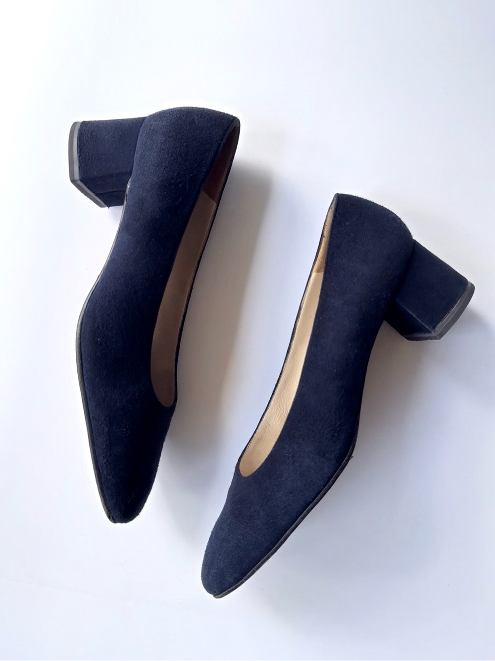 Christian Louboutin Vintage Classic Navy Suede Low Block Heel Pumps 37 - Picture 2 of 13